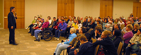 Lane Wyrick during Q&A session after St. Olaf Screening